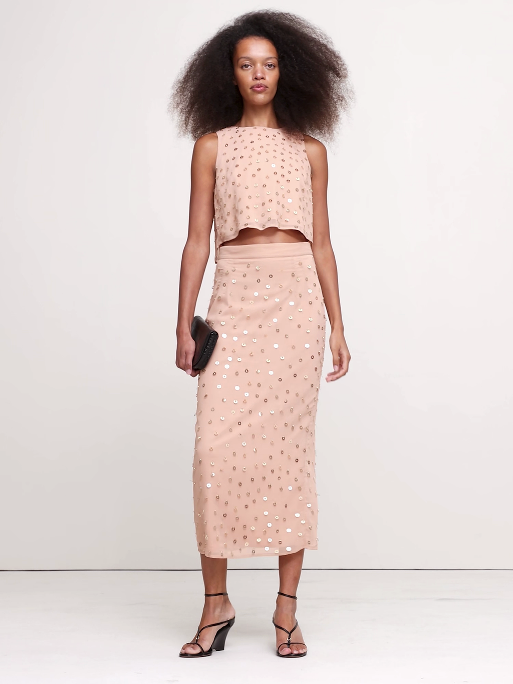 Embellished Chiffon Open-Back Tank - Pink with Embroidery