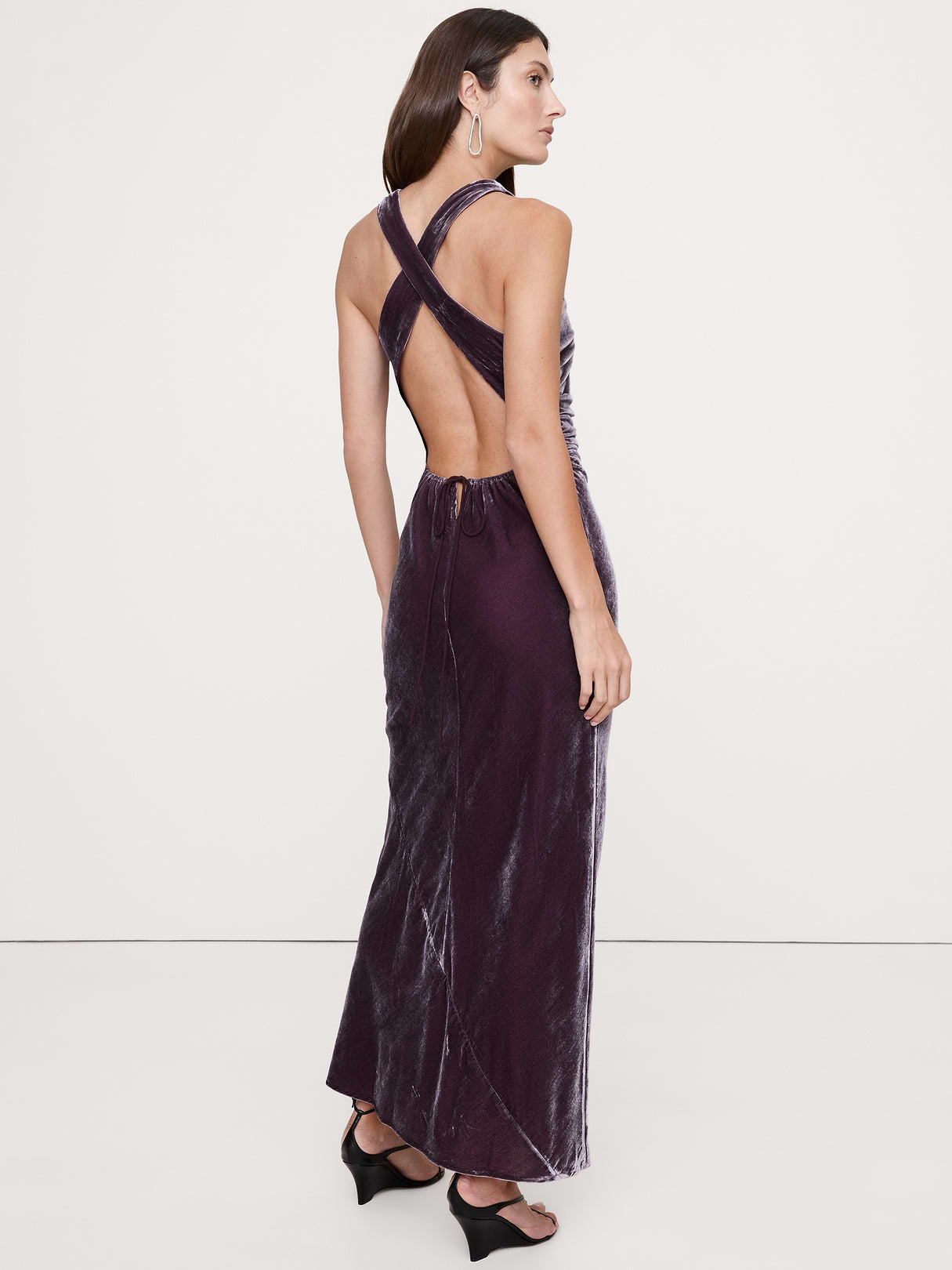 Velvet Cowl-Neck Gown - Ruby Plum Purple