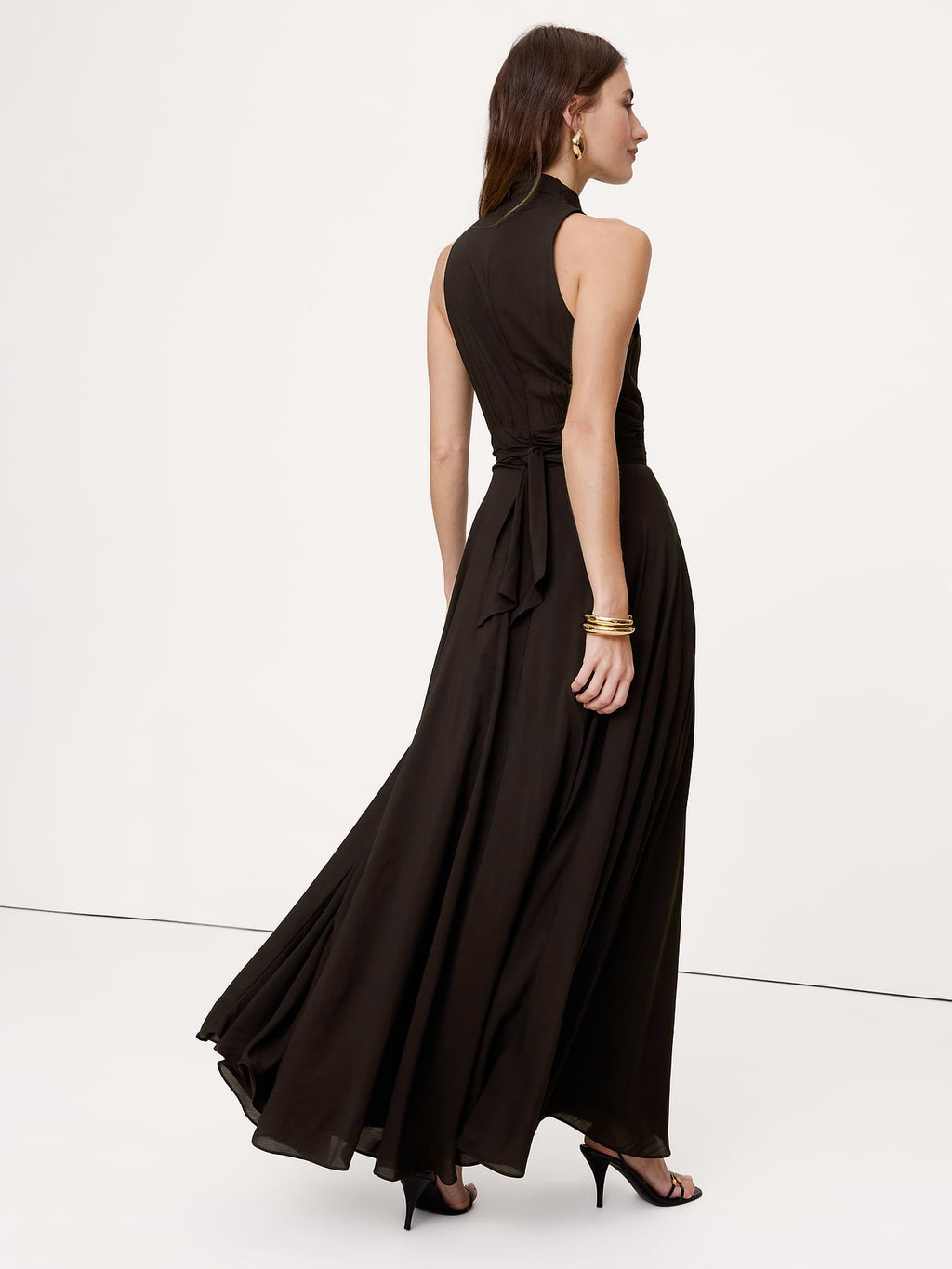 Stretch-Crepe Maxi Dress - Ganache Brown