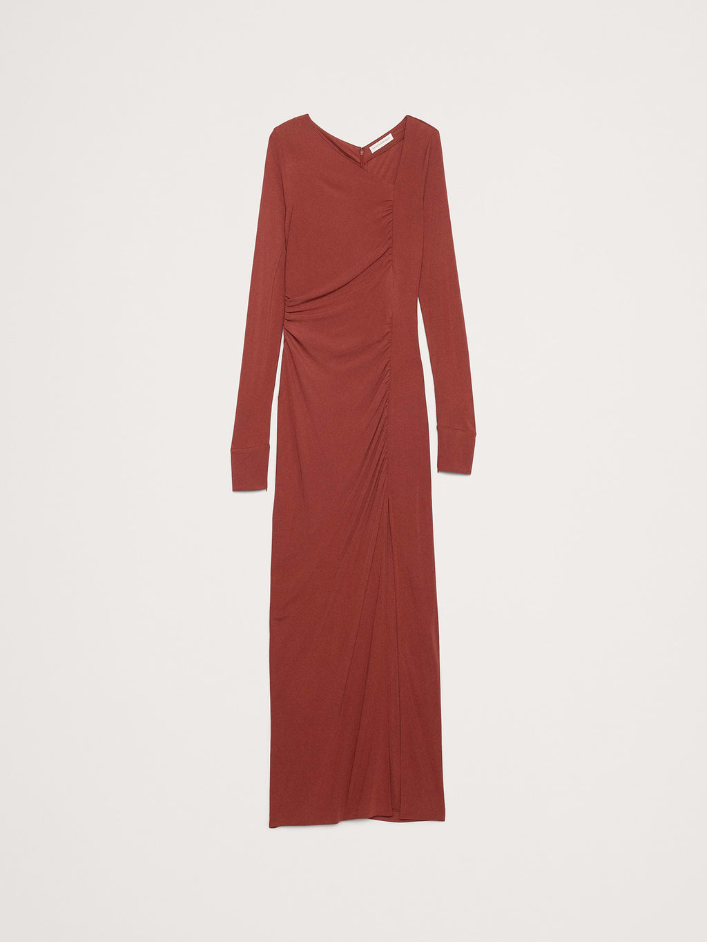 Matte Jersey Ruched Maxi Dress - Jasper Red