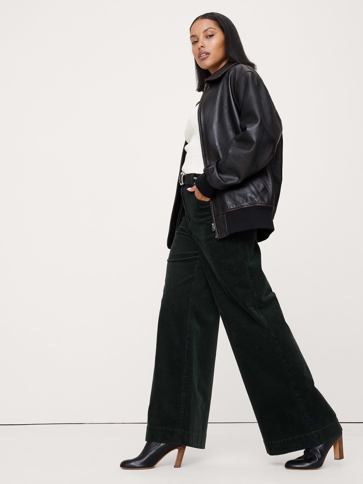 Ultra-High Rise Wide-Leg Corduroy Pant - Beyond The Pines Green