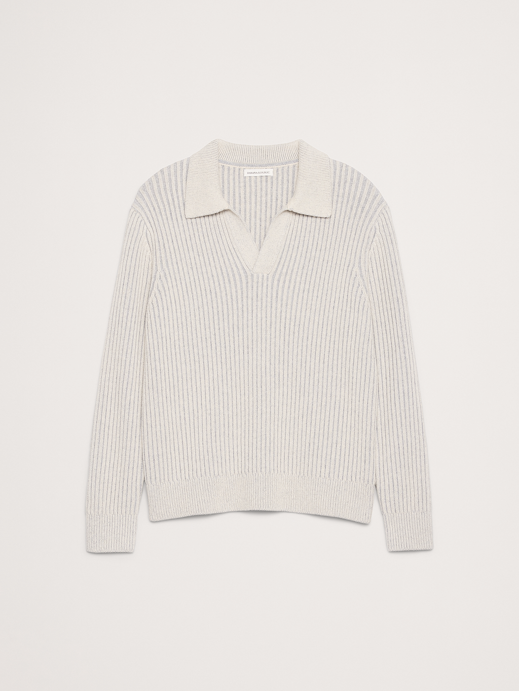 Merino-Cotton Ribbed Sweater Polo - Gray Marl
