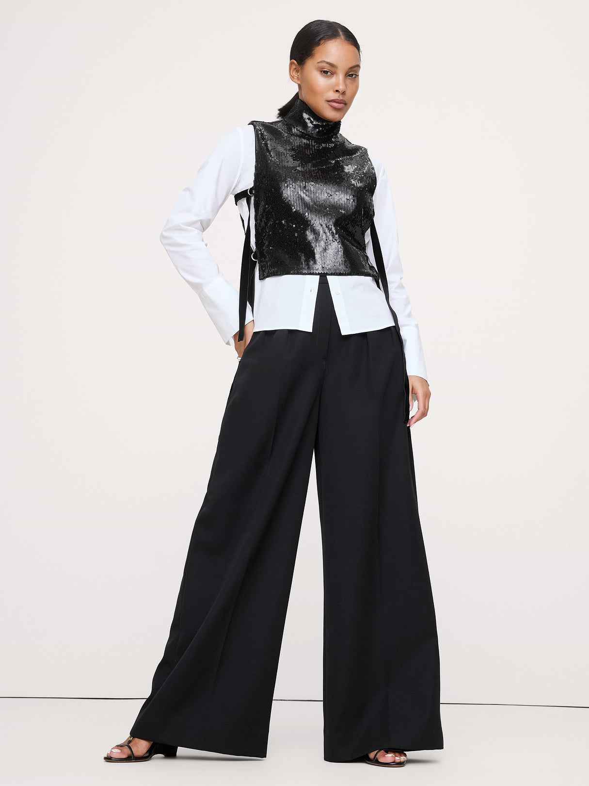 Sequin Open-Side Top - Black