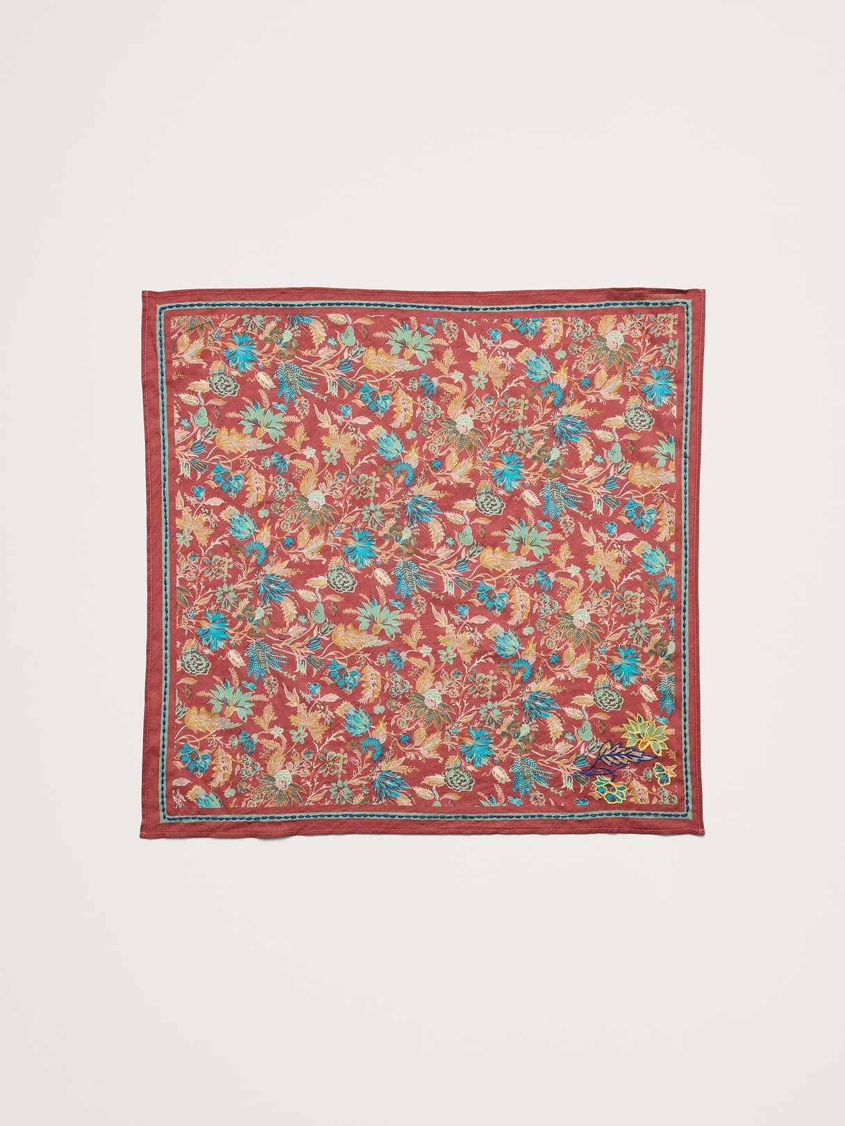 Embroidered Cotton Scarf by Vismaya - Terracotta