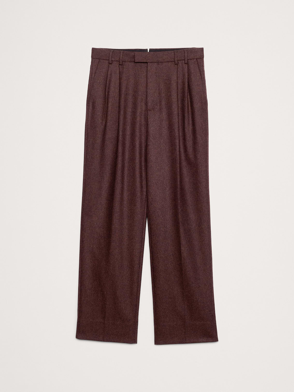 Straight Flannel Pleated Dress Pant - Deep Burgundy Red