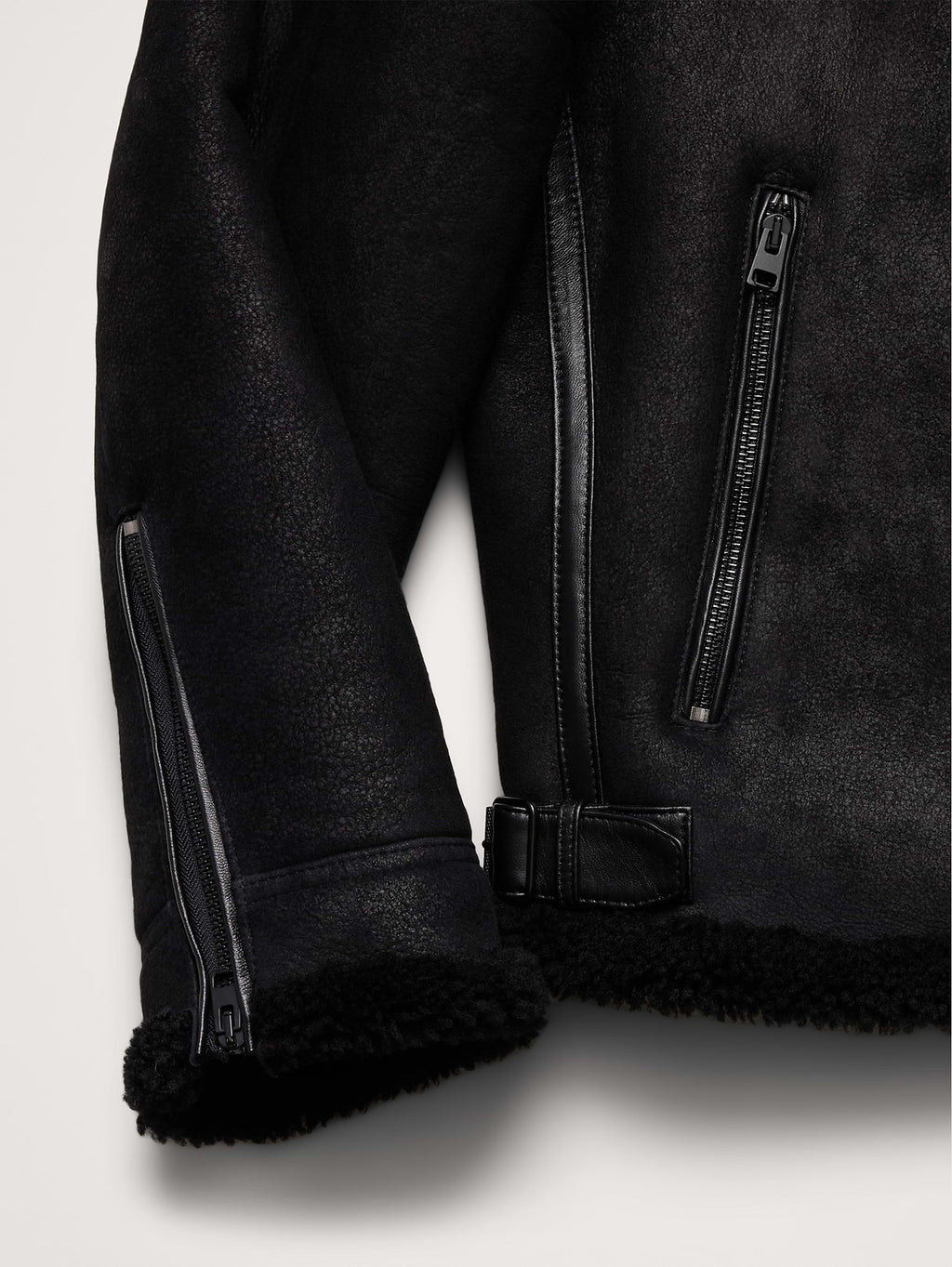 Shearling Aviator Jacket - Black