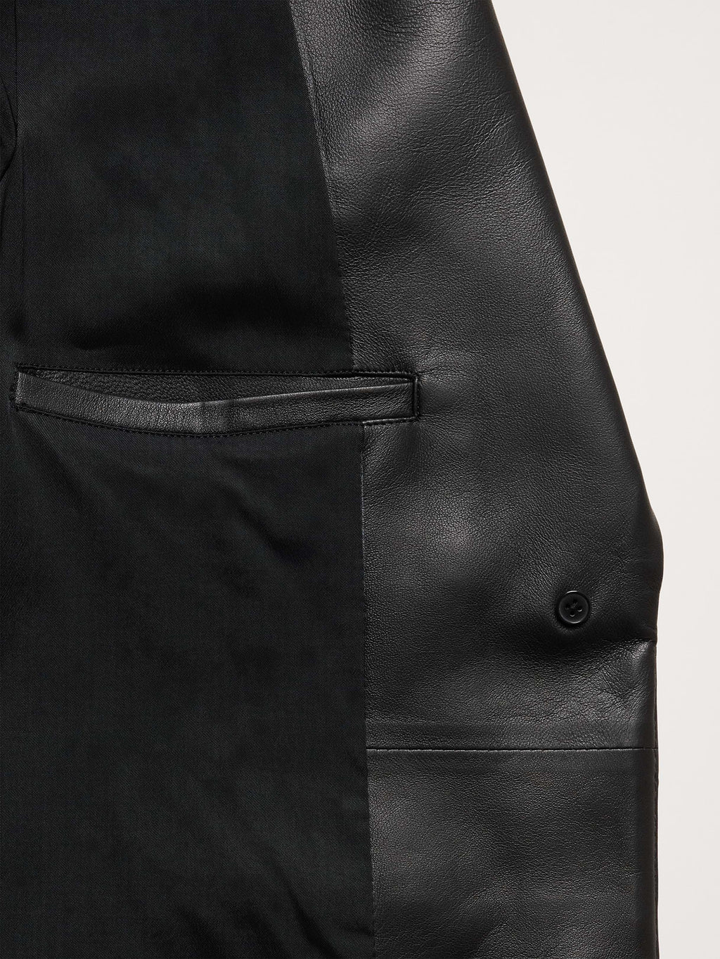 Fitted Leather Blazer - Black
