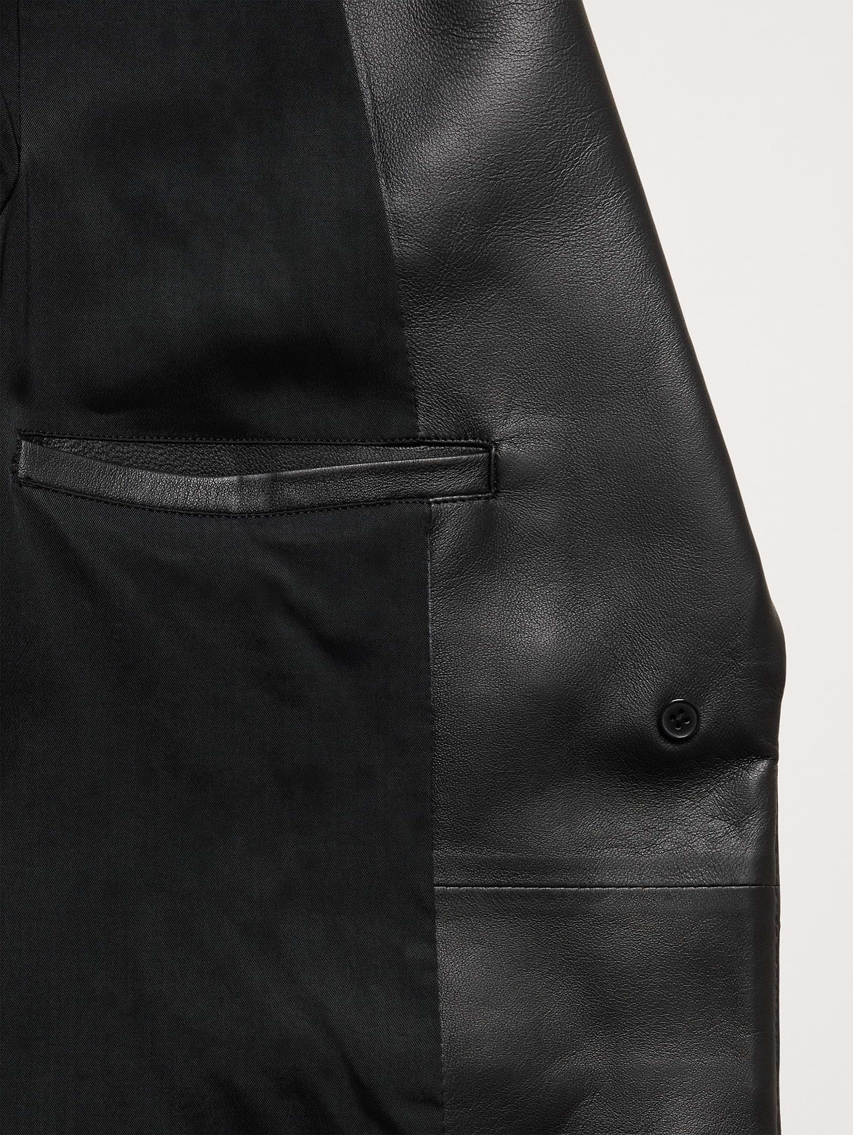 Fitted Leather Blazer - Black