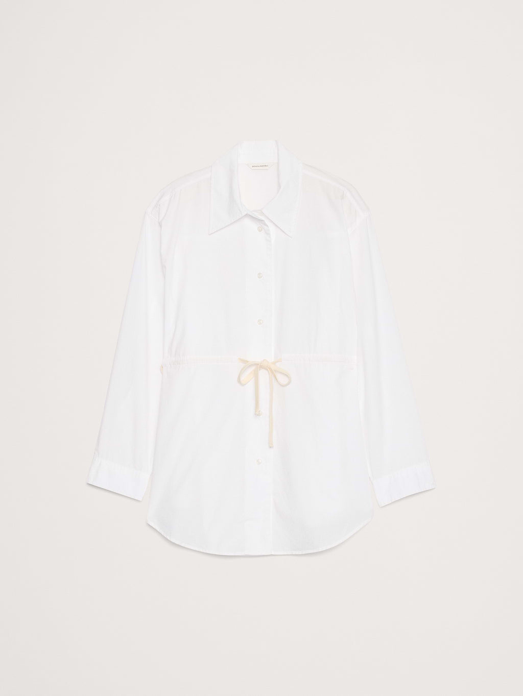 Cotton Poplin Drawstring-Waist Tunic - White