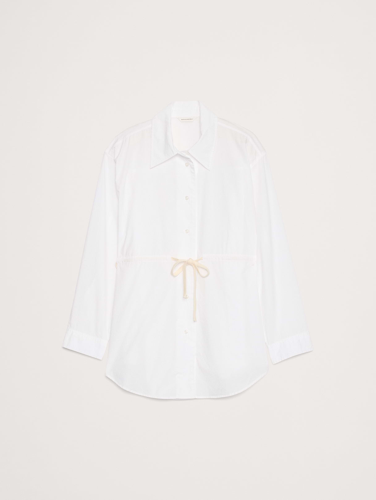 Cotton Poplin Drawstring-Waist Tunic - White