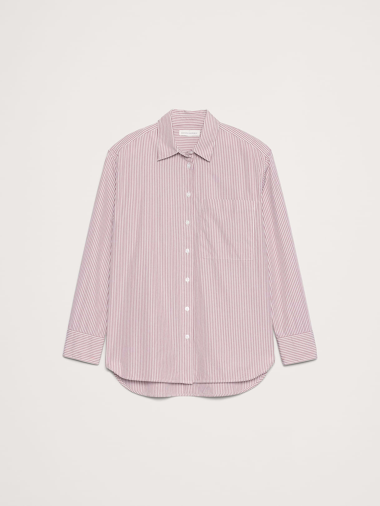 The Oversized Shirt in Cotton Poplin - Mini Stripe