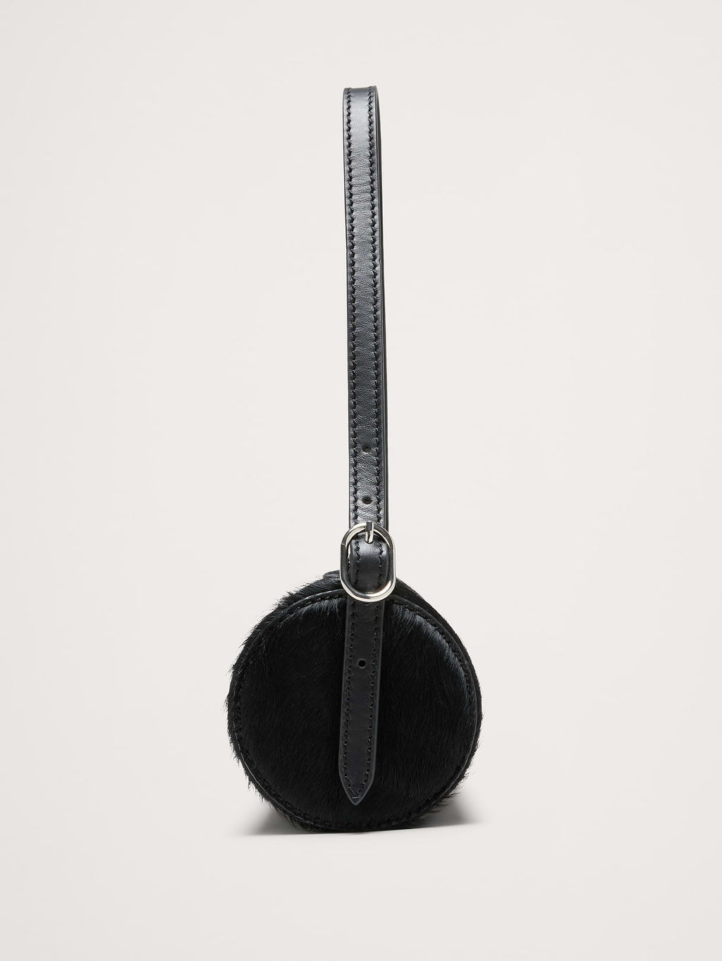 Leather Barrel Bag - Black Haircalf Leather