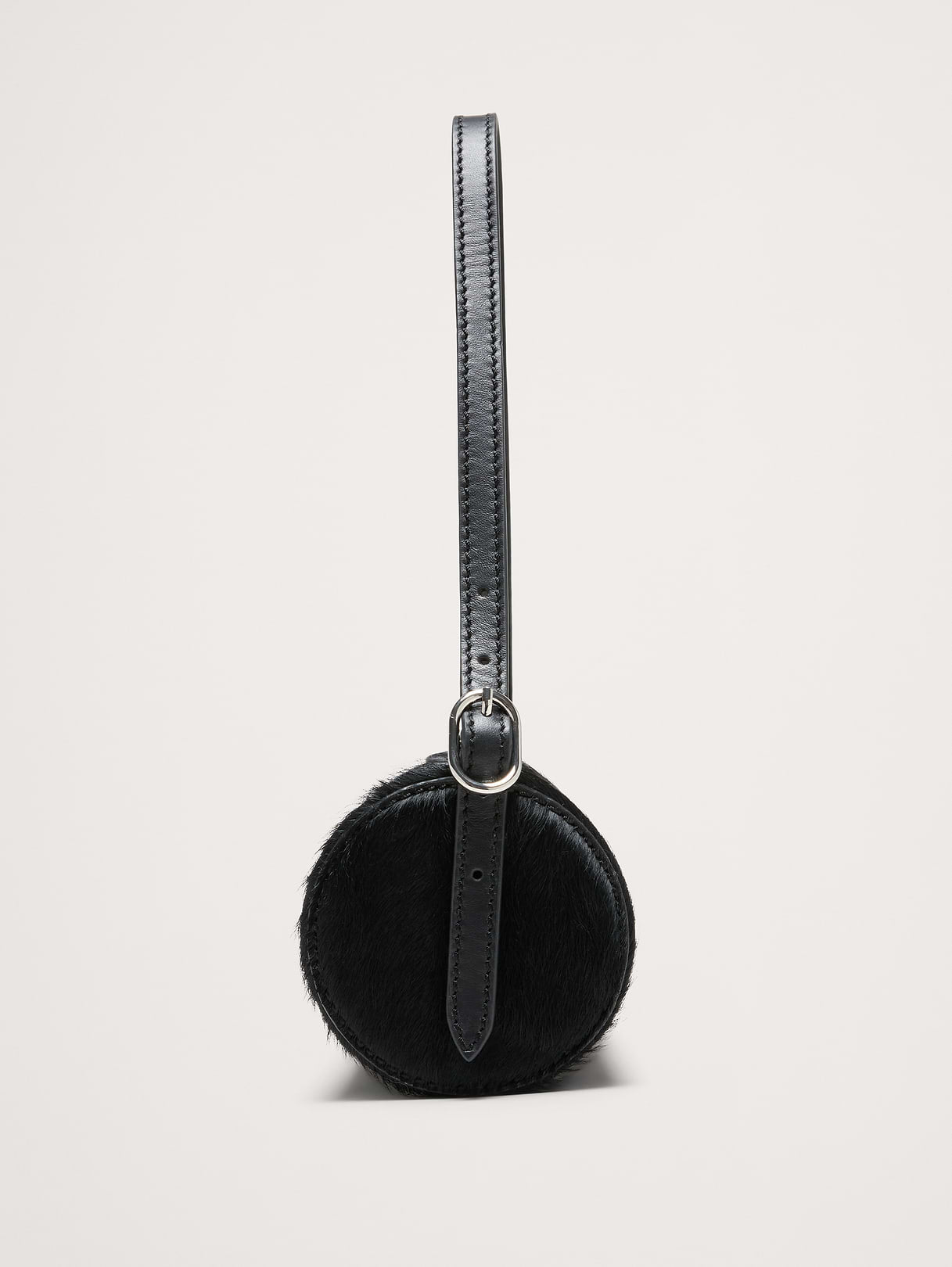 Leather Barrel Bag - Black Haircalf Leather