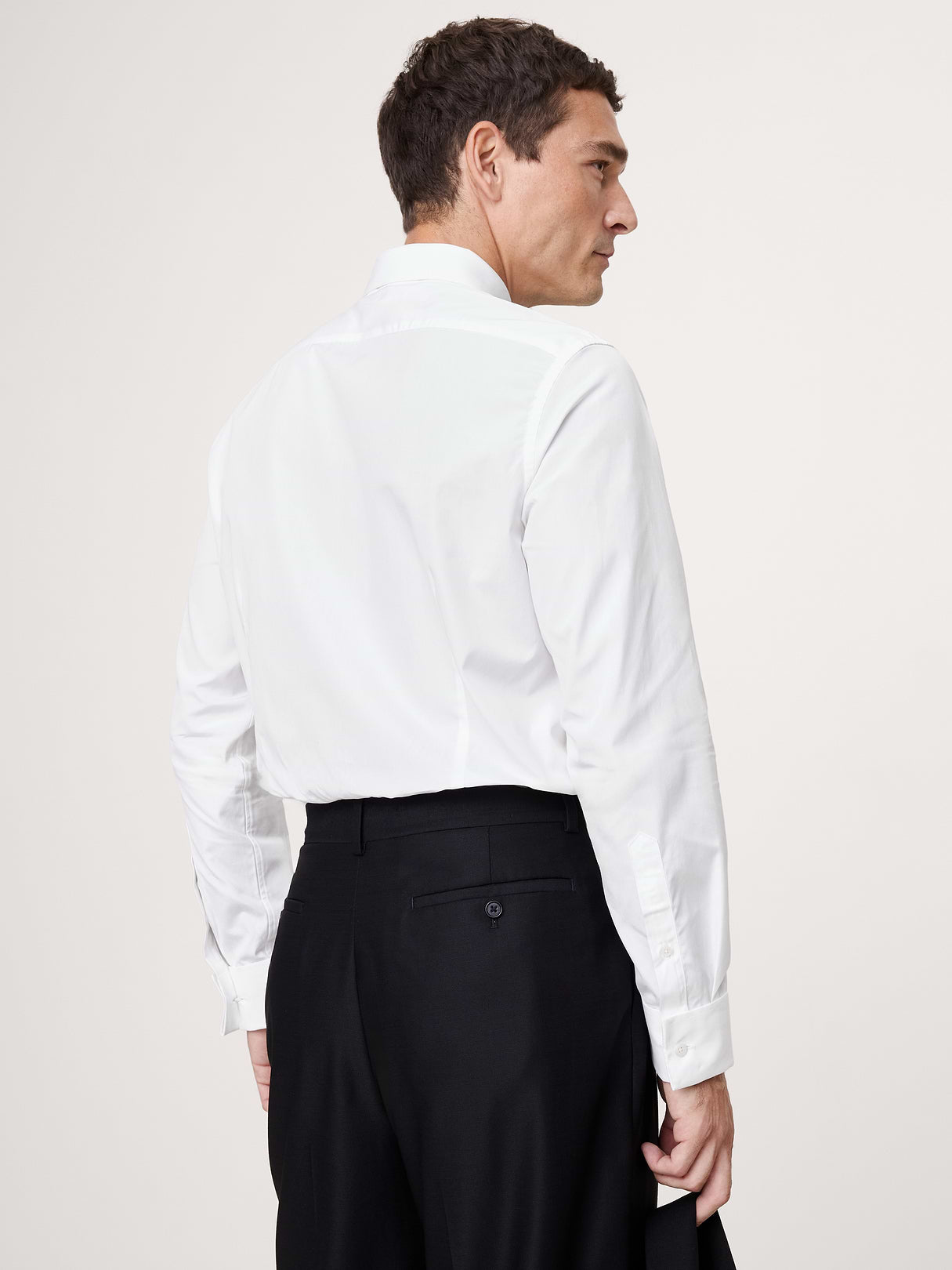Slim-Fit Cotton Poplin Tuxedo Shirt with Cutaway Collar - White