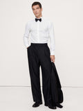 Slim-Fit Cotton Poplin Tuxedo Shirt with Cutaway Collar - White