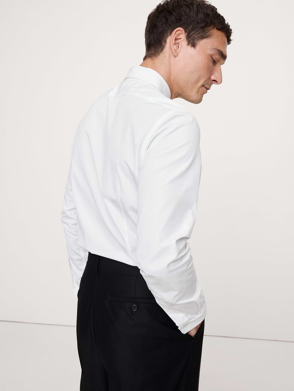Slim-Fit Cotton Poplin Tuxedo Shirt with Spread Collar - White