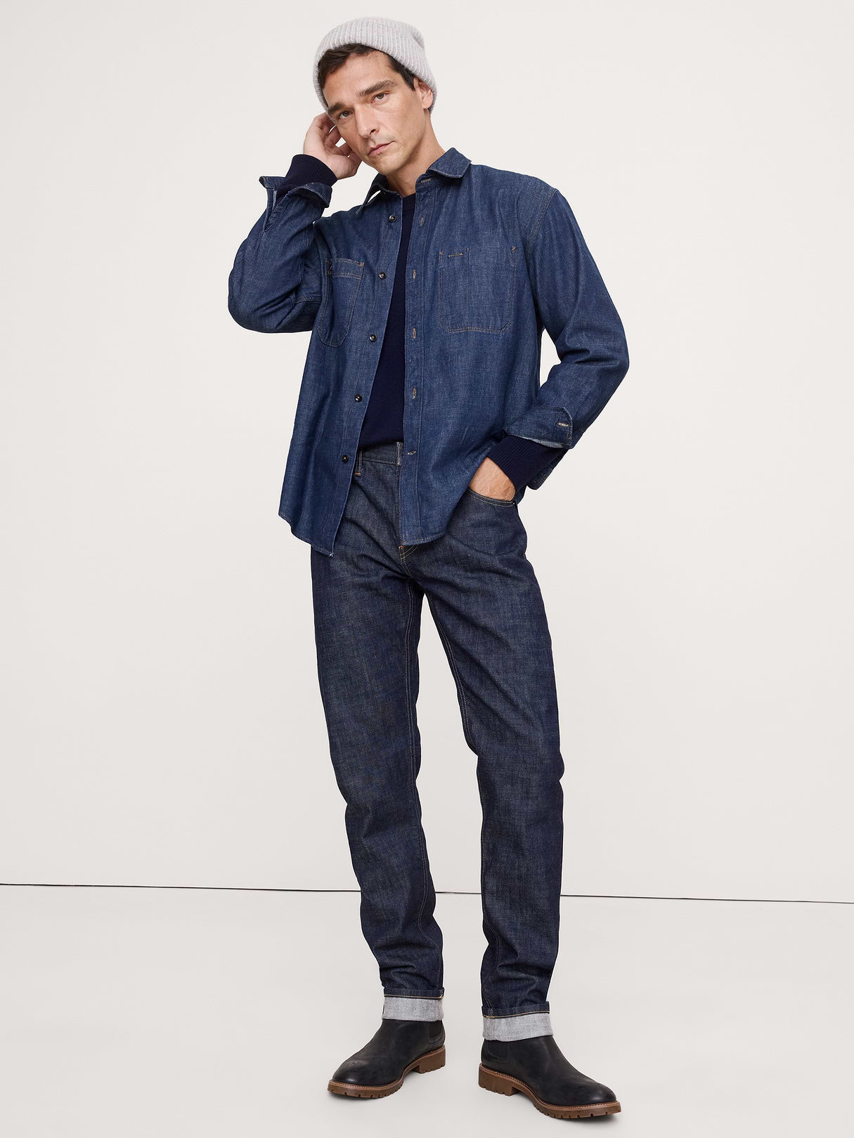 Relaxed-Fit Denim Shirt - Rinse Dark Wash