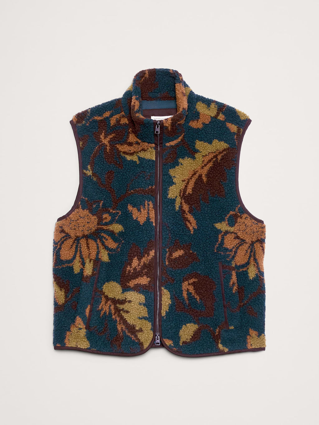 Print Sherpa Vest - Floral