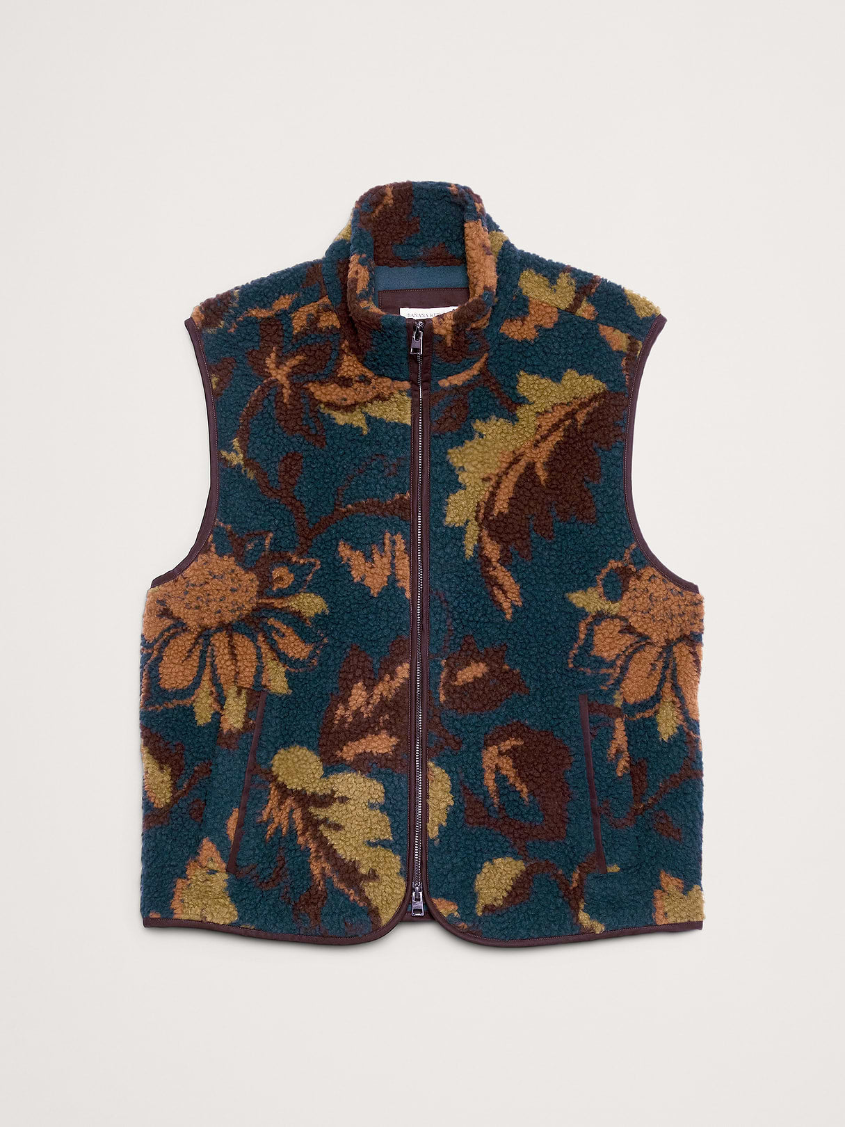 Print Sherpa Vest - Floral