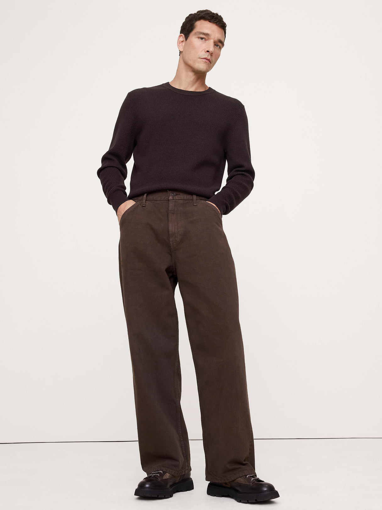 Merino Thermal Crew-Neck Sweater - Brownstone