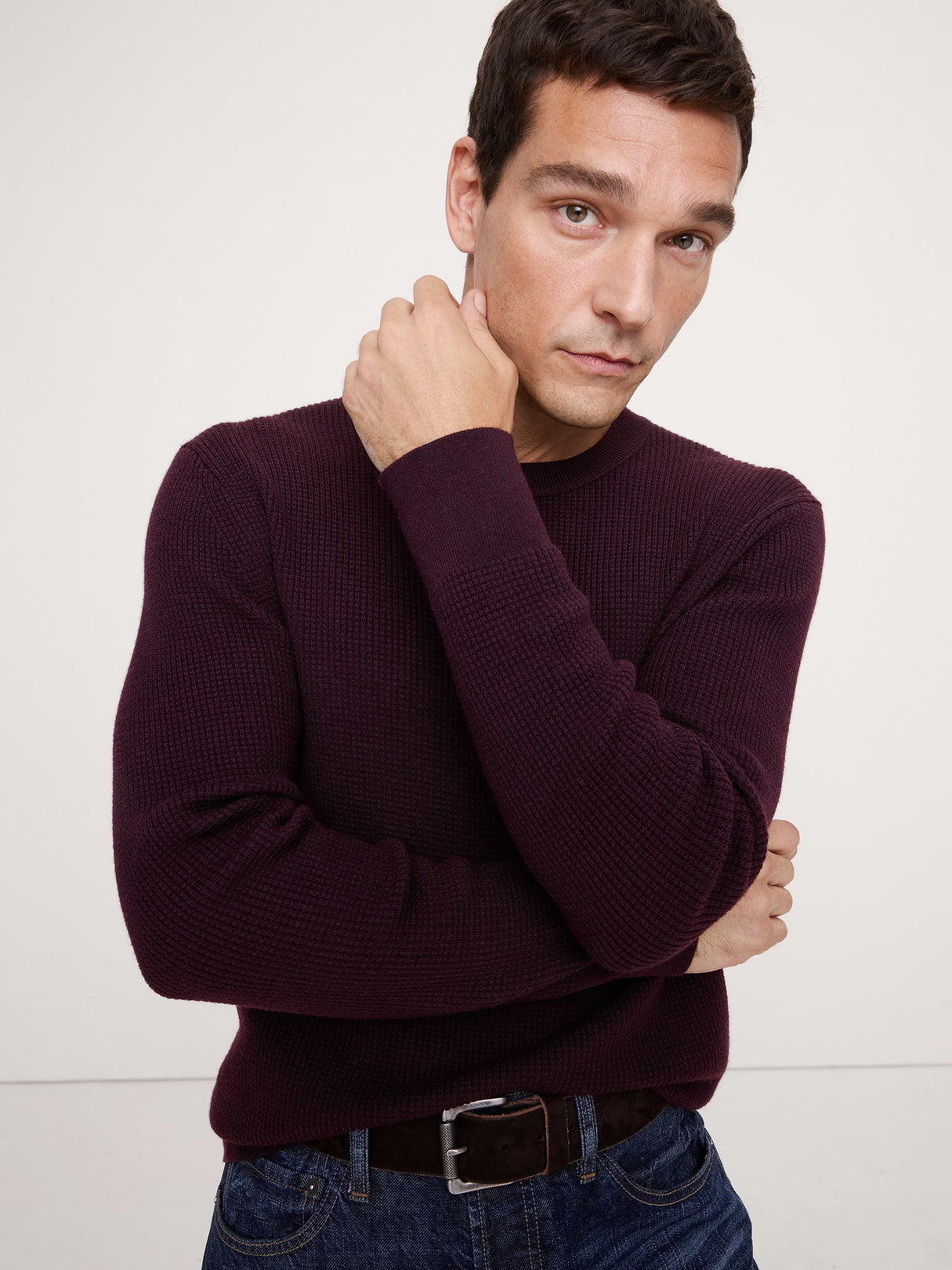 Merino Thermal Crew-Neck Sweater - Ruby Plum Purple