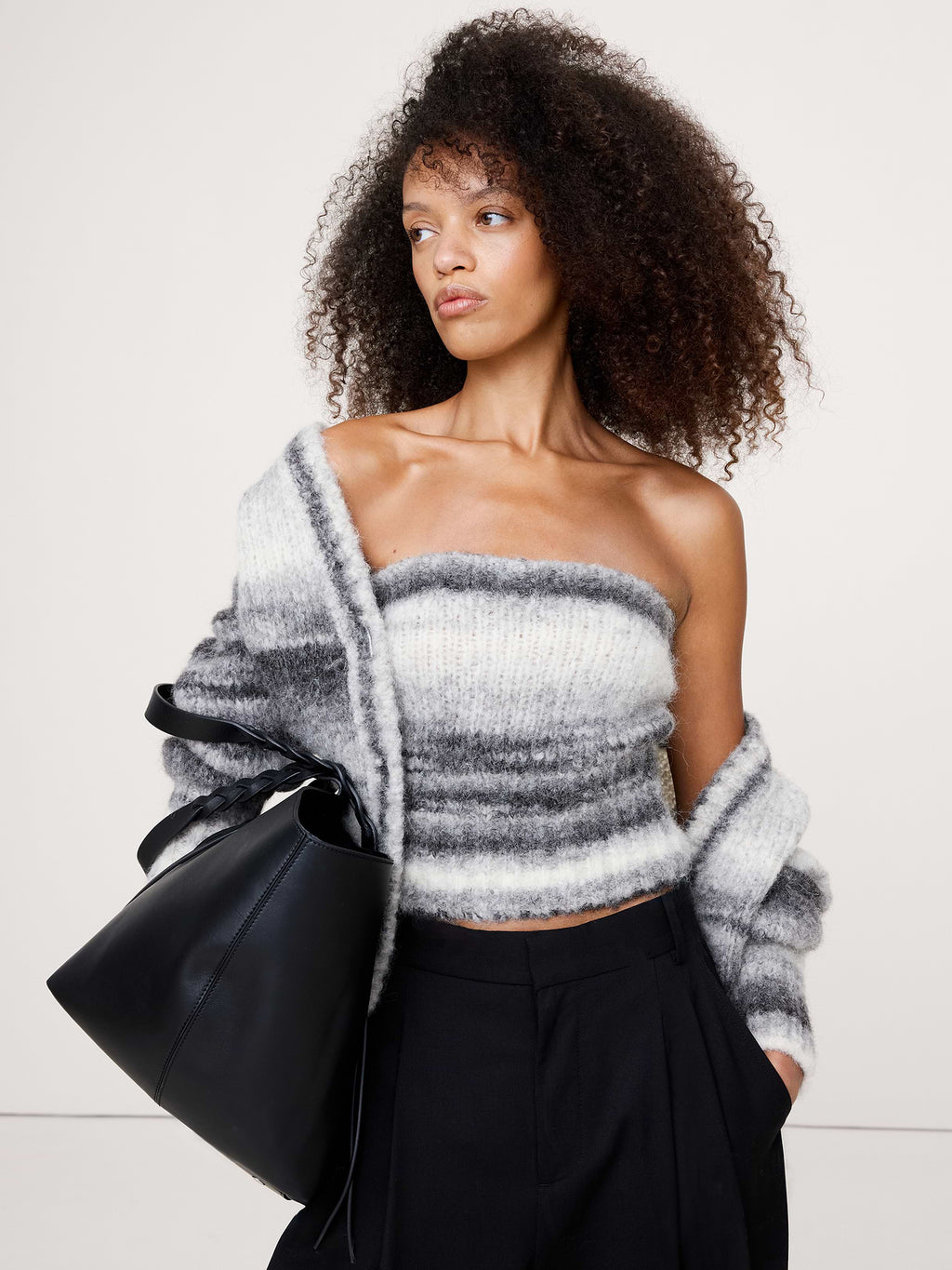 Italian Alpaca-Blend Tube Top - Gray Novelty