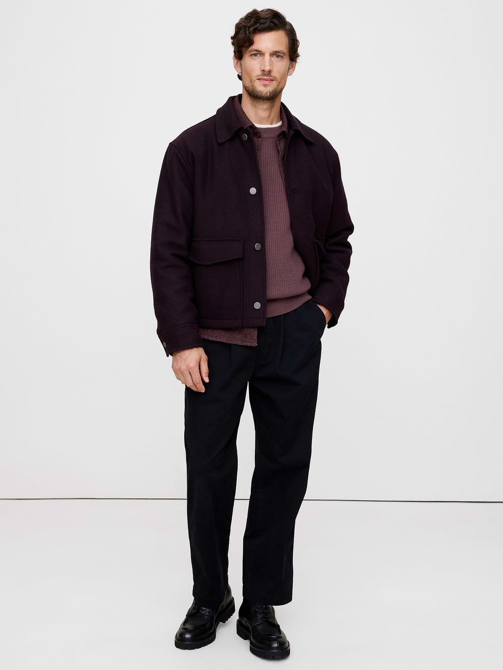 Italian Merino-Cashmere Waffle-Knit Sweater - Mauve