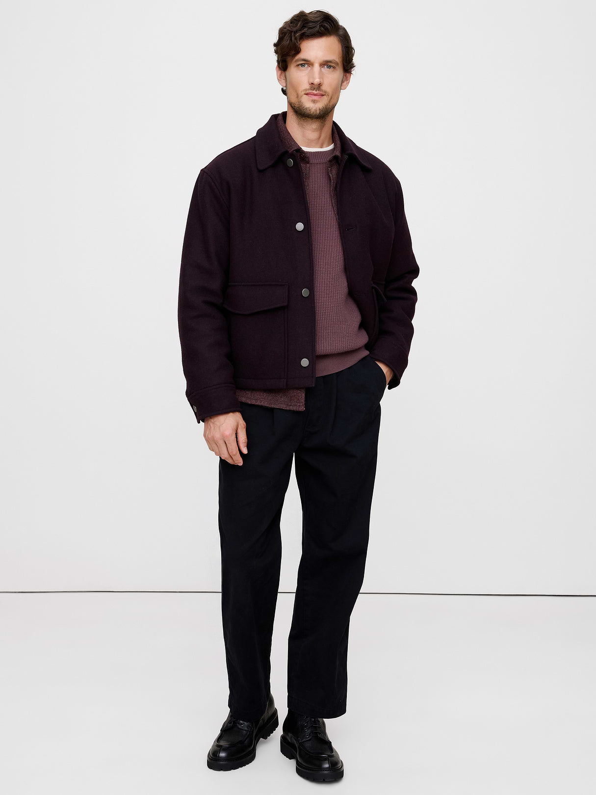 Italian Merino-Cashmere Waffle-Knit Sweater - Mauve