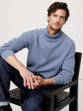 Cotton Thermal-Knit Turtleneck Sweater - Frozen Loch Blue