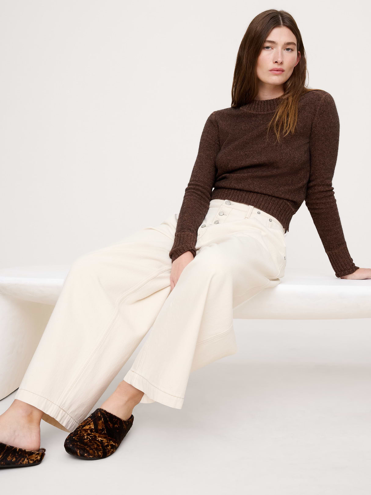 The Fireside Sweater in Merino-Cotton - Coffee Brown