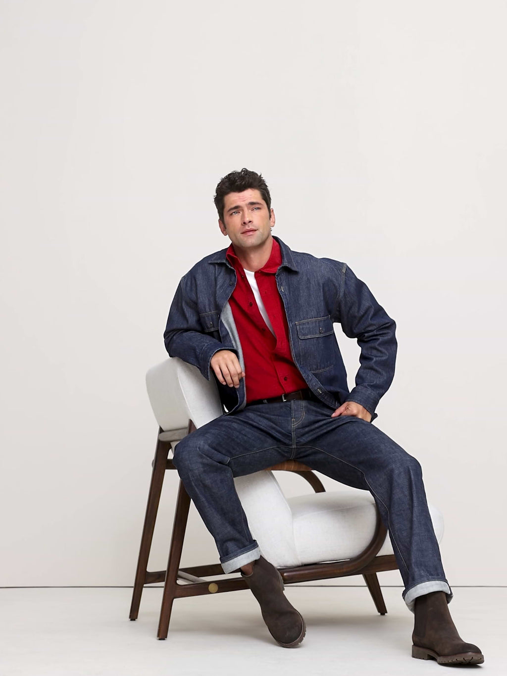 Standard-Fit Lightweight Corduroy Shirt - Red