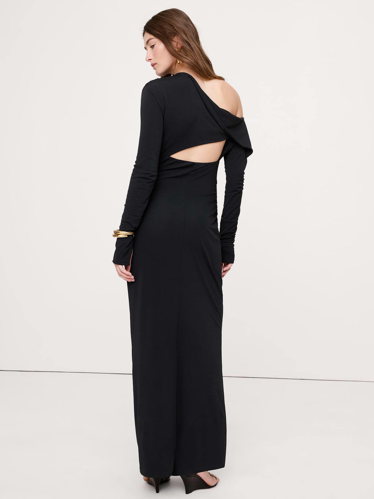 Matte Jersey Open Back Maxi Dress - Black