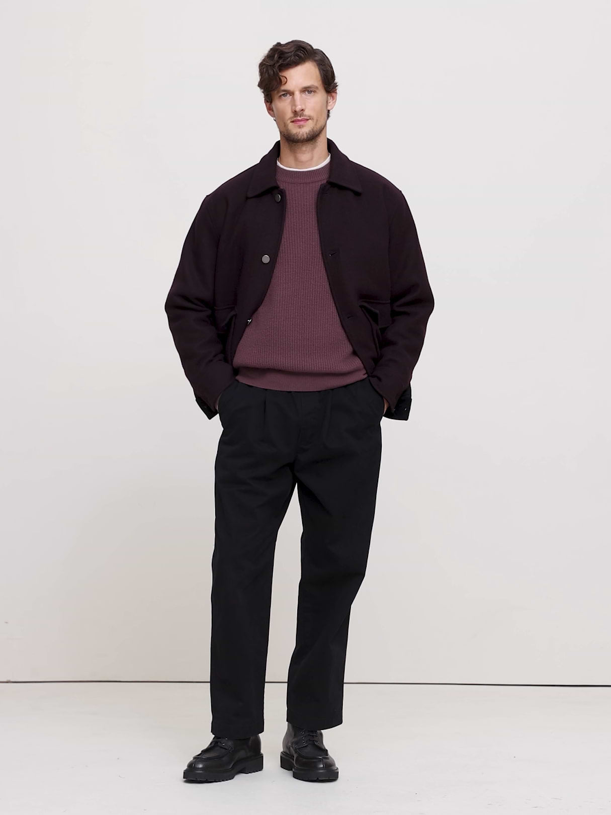 Italian Merino-Cashmere Waffle-Knit Sweater - Mauve