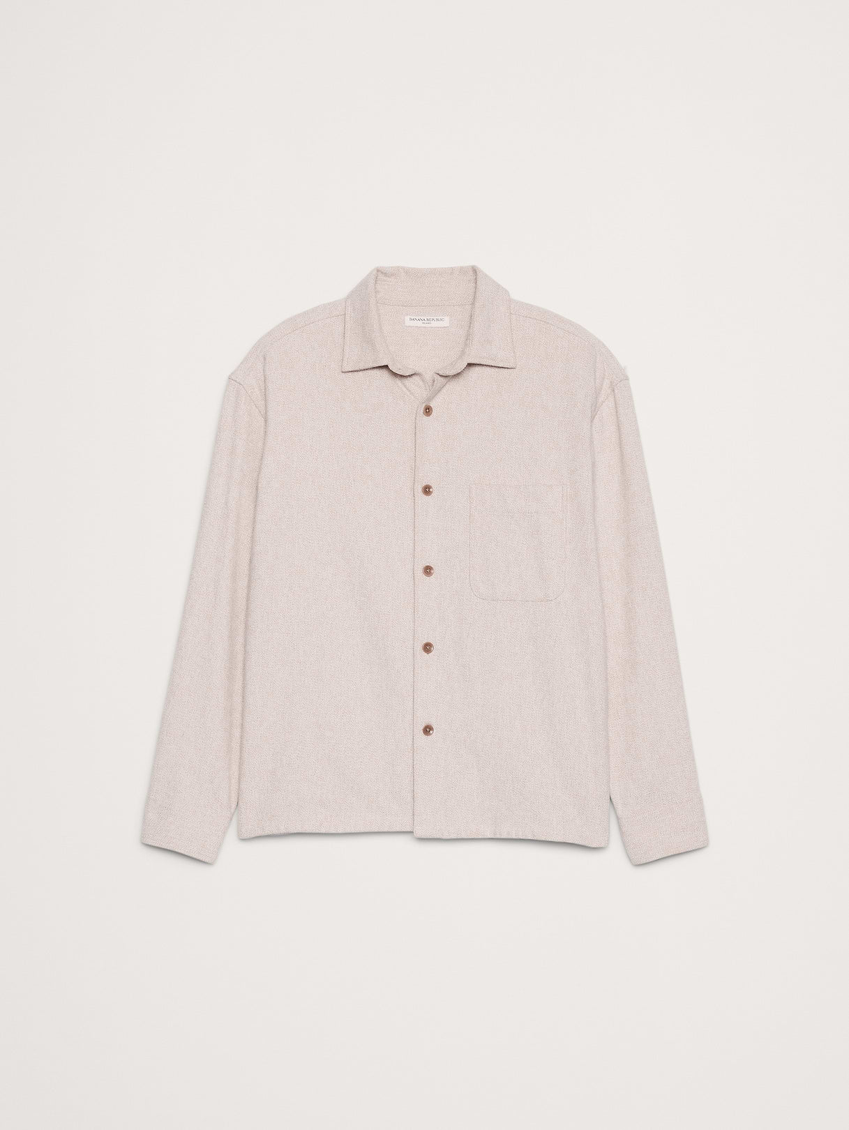 Relaxed-Fit Flannel Overshirt - Cream White