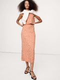 Embellished Chiffon Midi Skirt - Pink with Embroidery