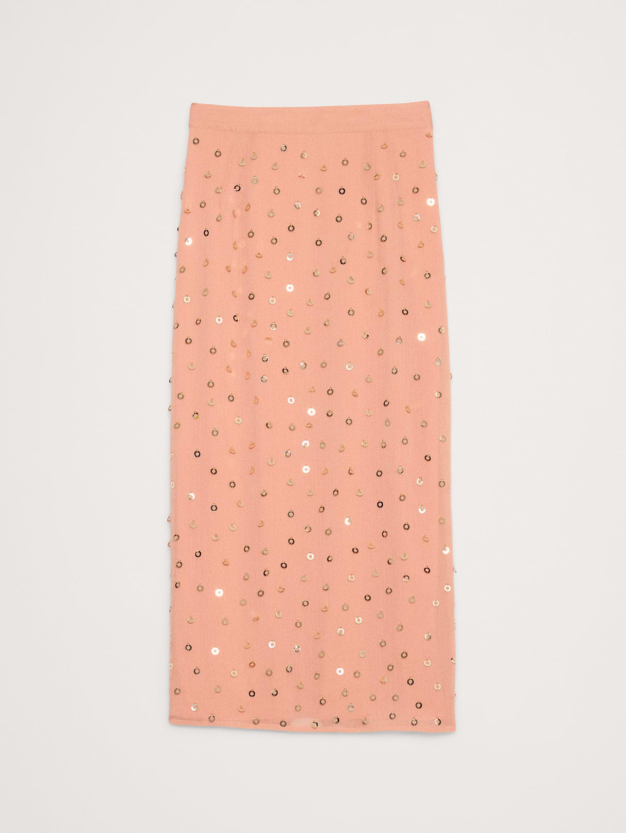 Embellished Chiffon Midi Skirt - Pink with Embroidery
