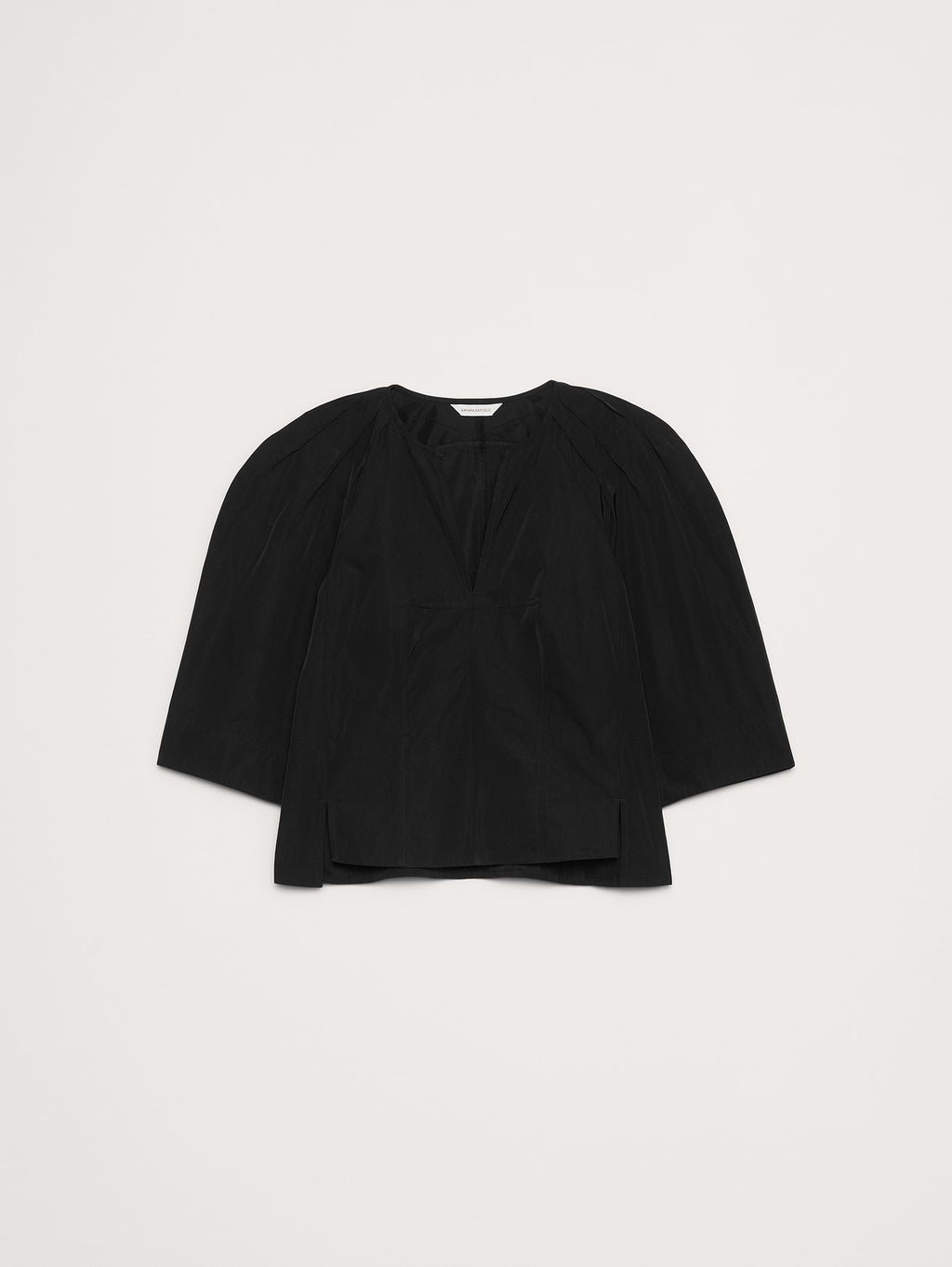 Taffeta Volume-Sleeve Top - Black