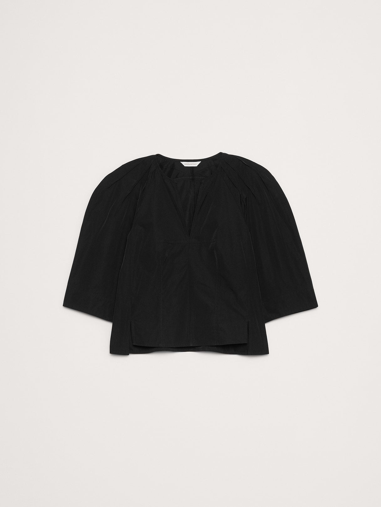 Taffeta Volume-Sleeve Top - Black