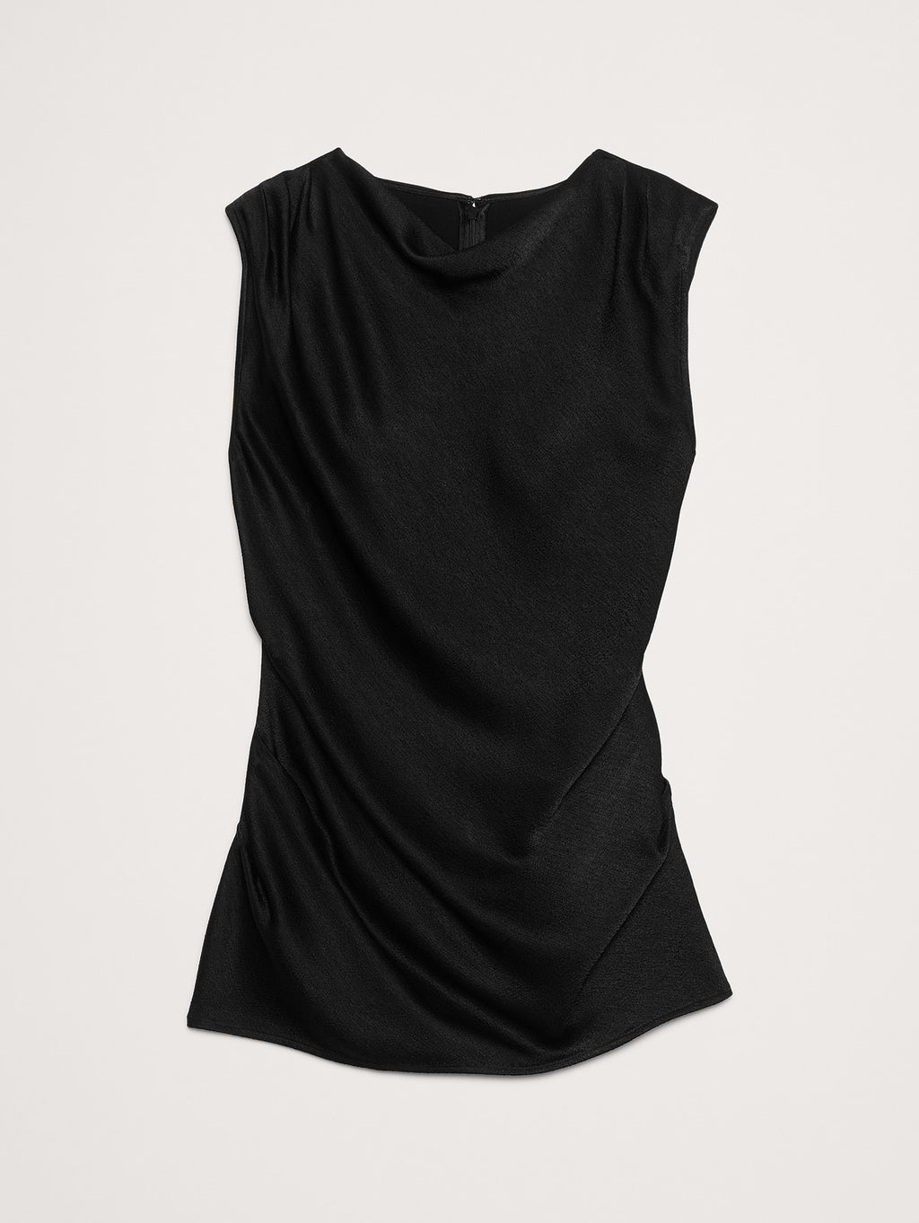 Hammered Satin Draped Top - Black
