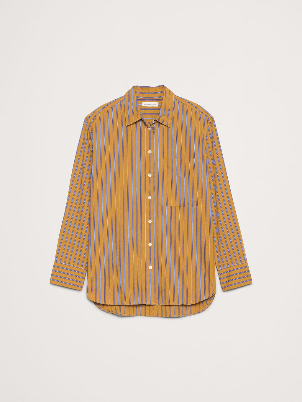 The Oversized Shirt in Cotton Poplin - Yellow Stripe
