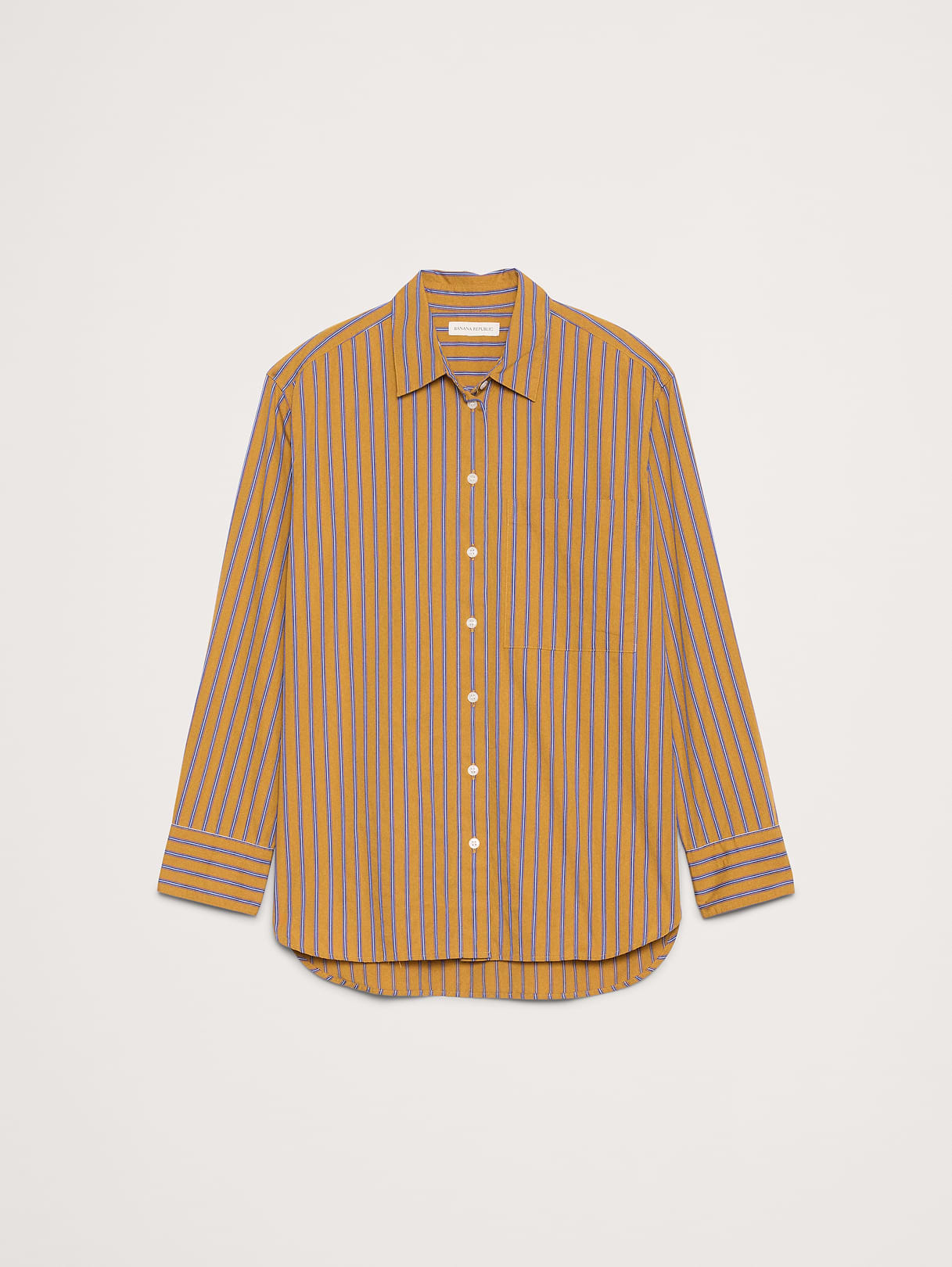 The Oversized Shirt in Cotton Poplin - Yellow Stripe