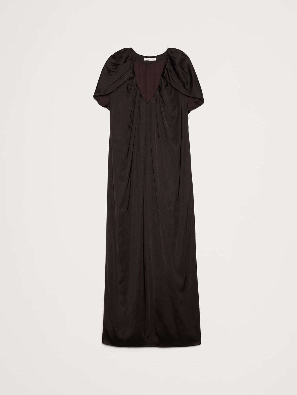 Stretch-Satin Cape Maxi Dress - Ganache Brown