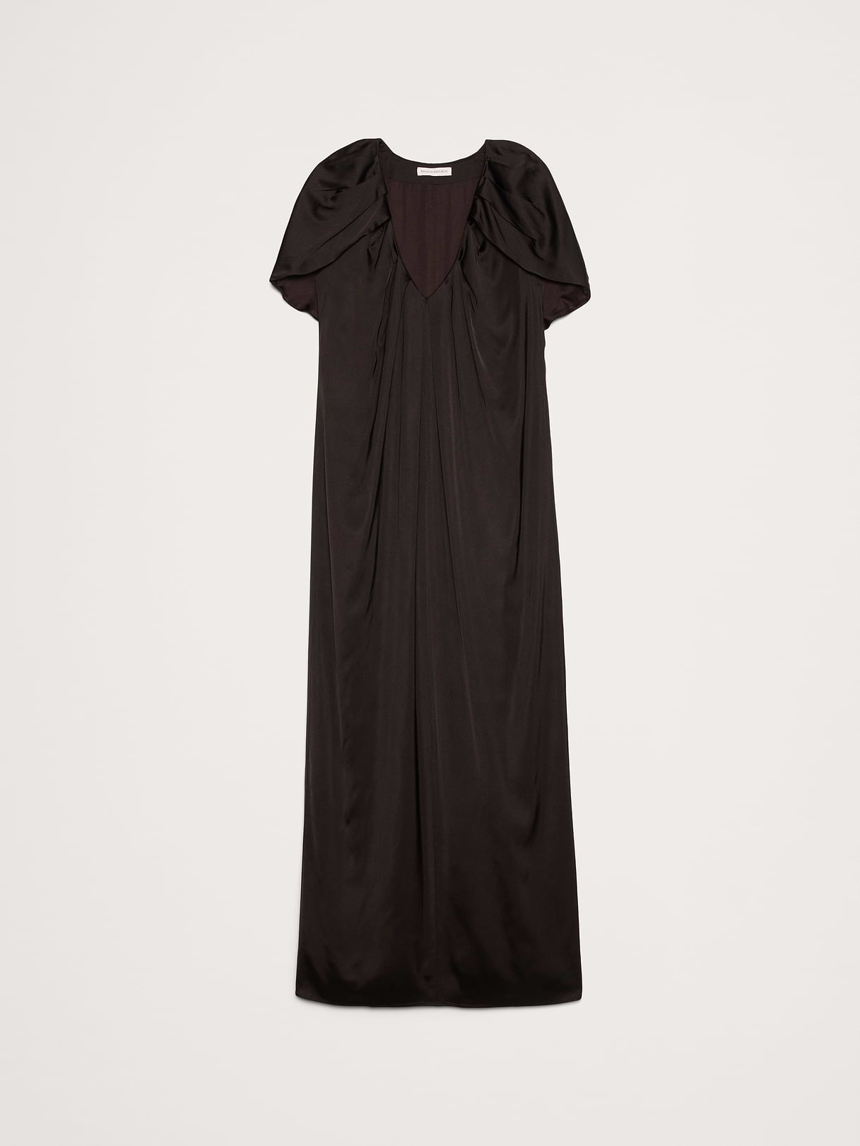 Stretch-Satin Cape Maxi Dress - Ganache Brown