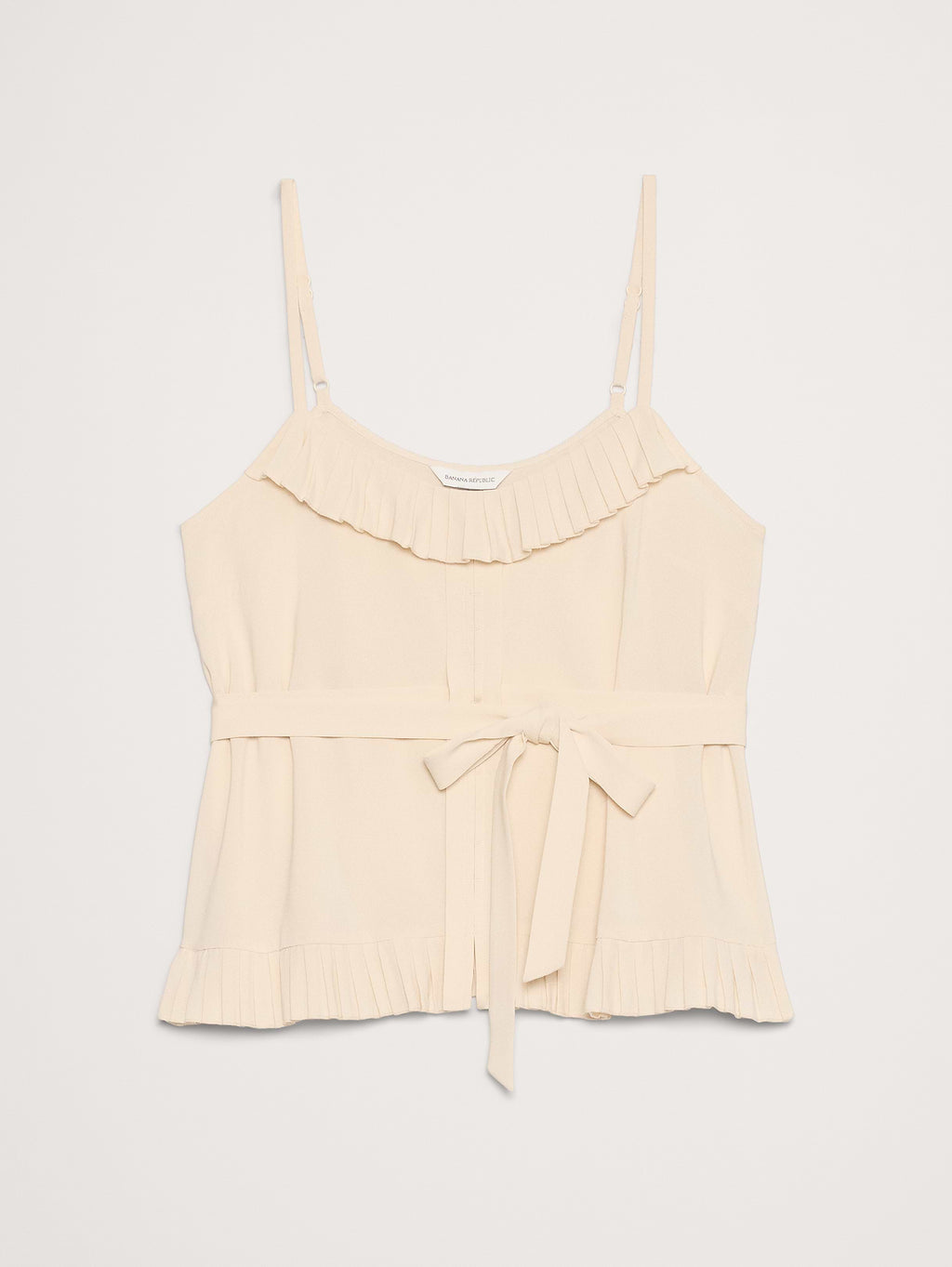 Georgette Ruffle Tank - Ivory White