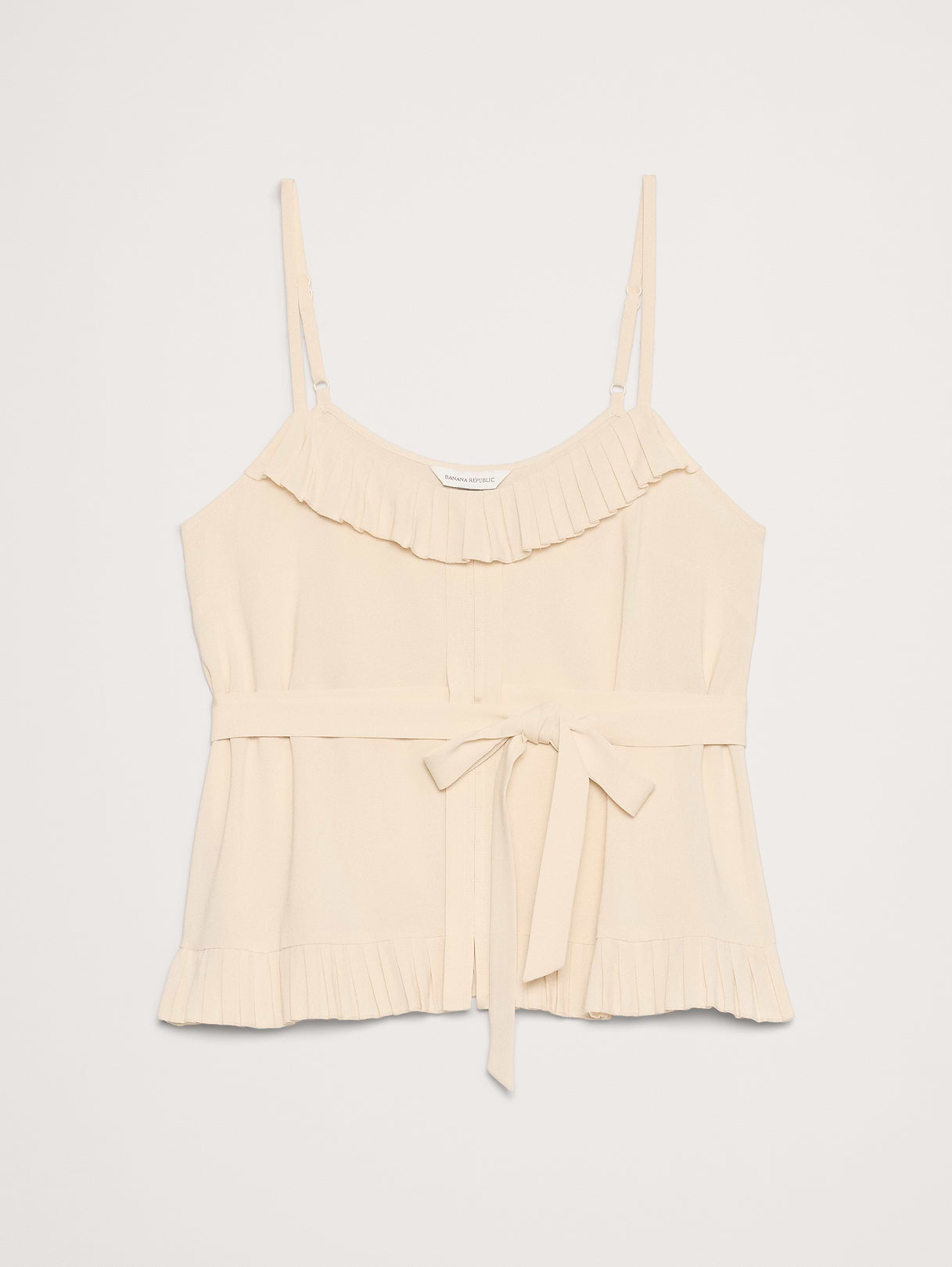 Georgette Ruffle Tank - Ivory White