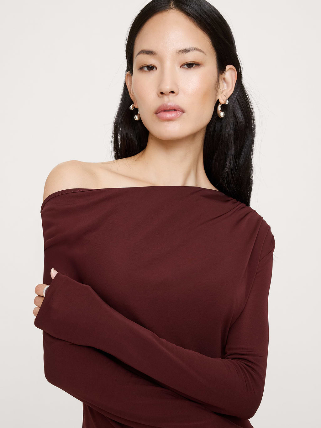 Matte Jersey Open Back Maxi Dress - Redwood Burgundy