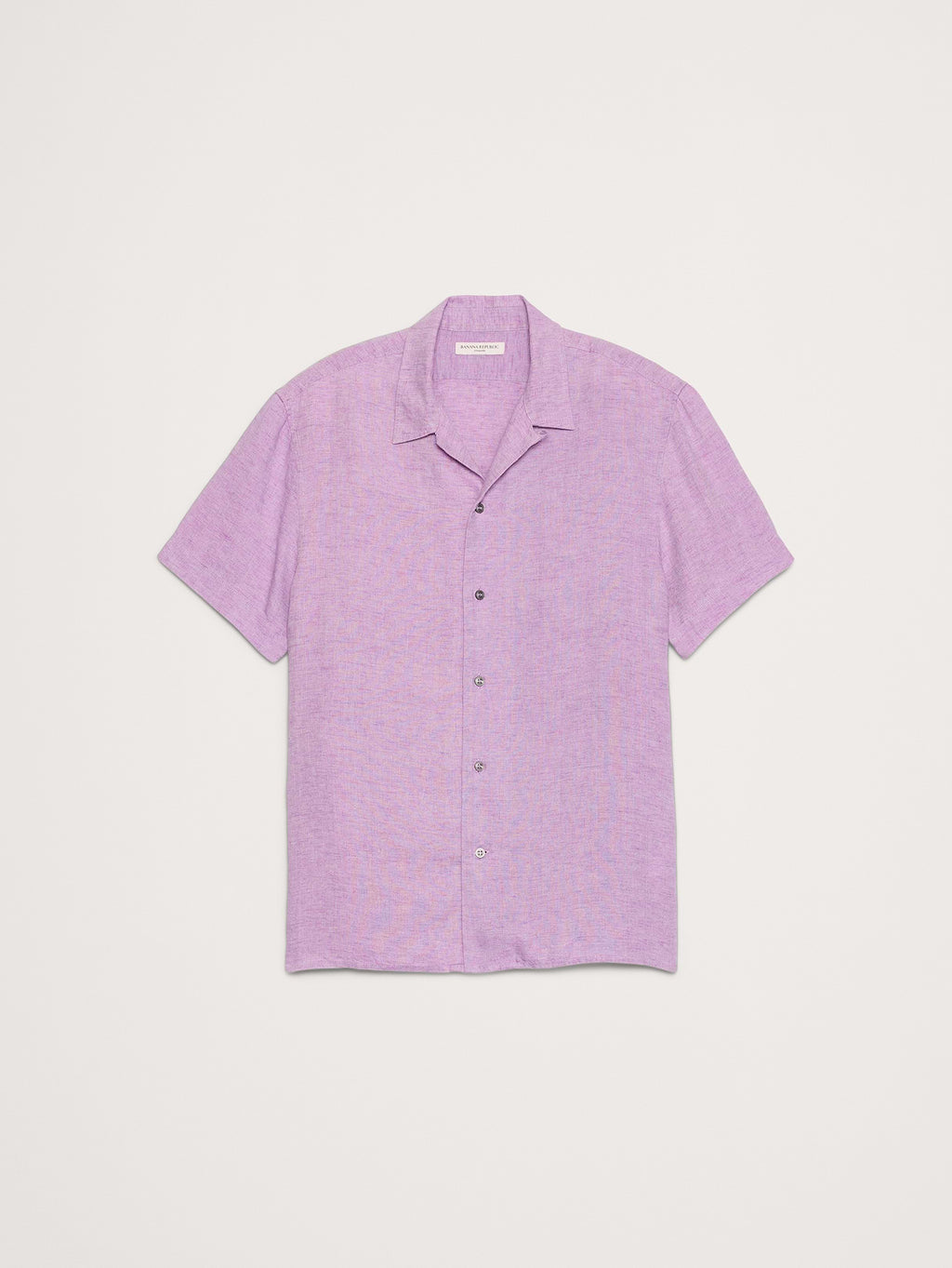 Standard-Fit Linen Resort Shirt - Purple