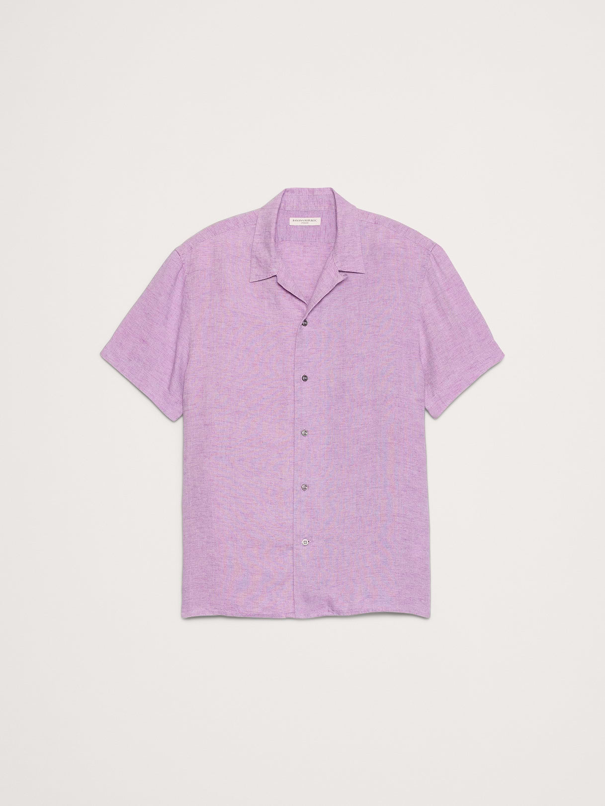Standard-Fit Linen Resort Shirt - Purple