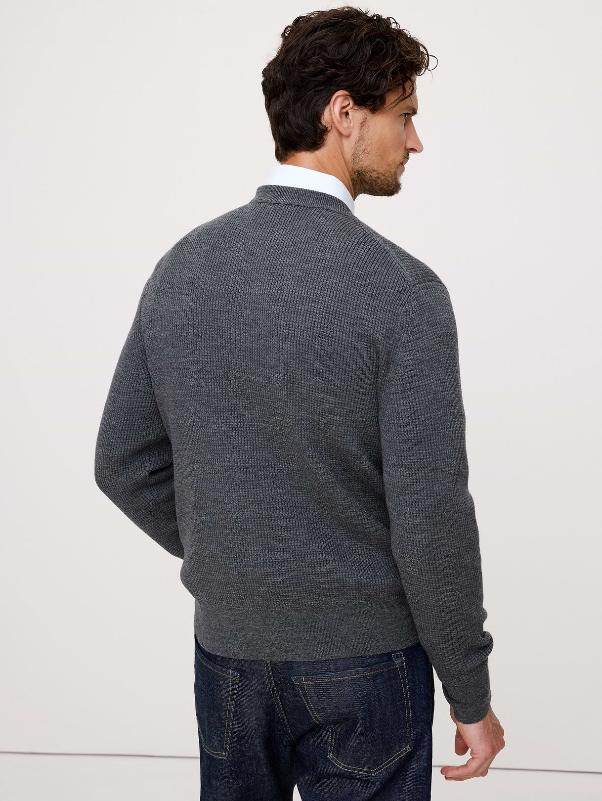 Merino Thermal Crew-Neck Sweater - Heather Medium Gray