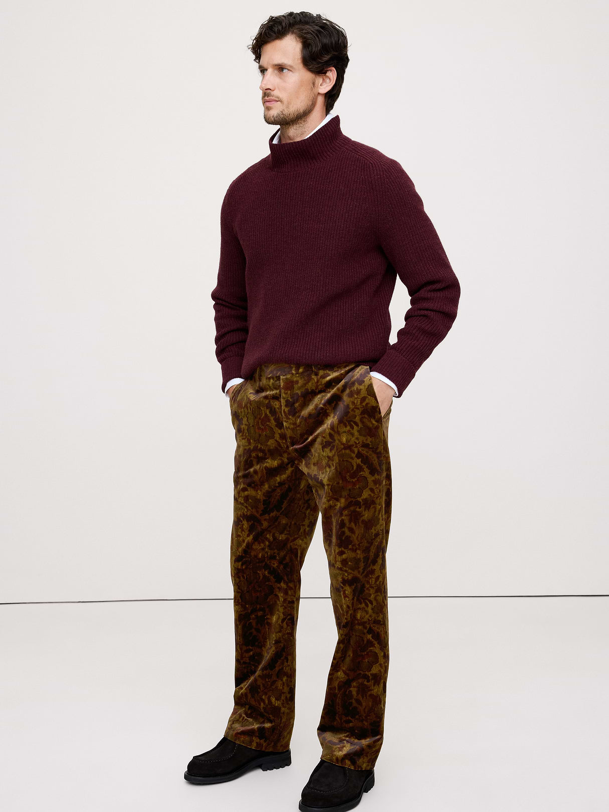 Straight Velvet Pant - Gold Tapestry Print